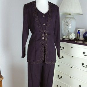 Two piece eggplant pants suit size M